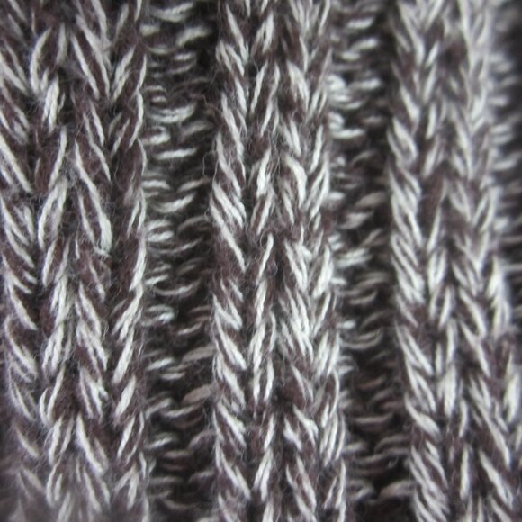 J Crew Womens XL Brown White Marled Cotton 2 Way Zip LS Hooded Cardigan Sweater - Picture 4 of 9